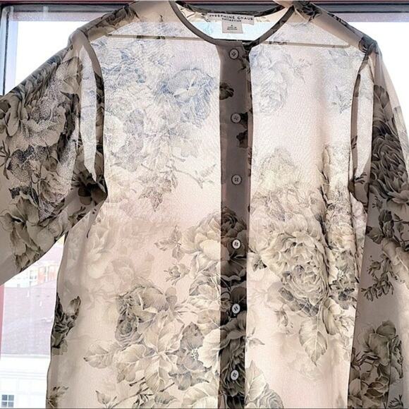 Josephine Chaus Semi-Sheer Floral Print Blouse Size 6 - Picture 4 of 11